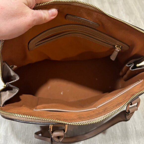 Adrienne Vittadini Beige Satchel Double Handle Shoulder Tote Bag - Picture 7 of 8